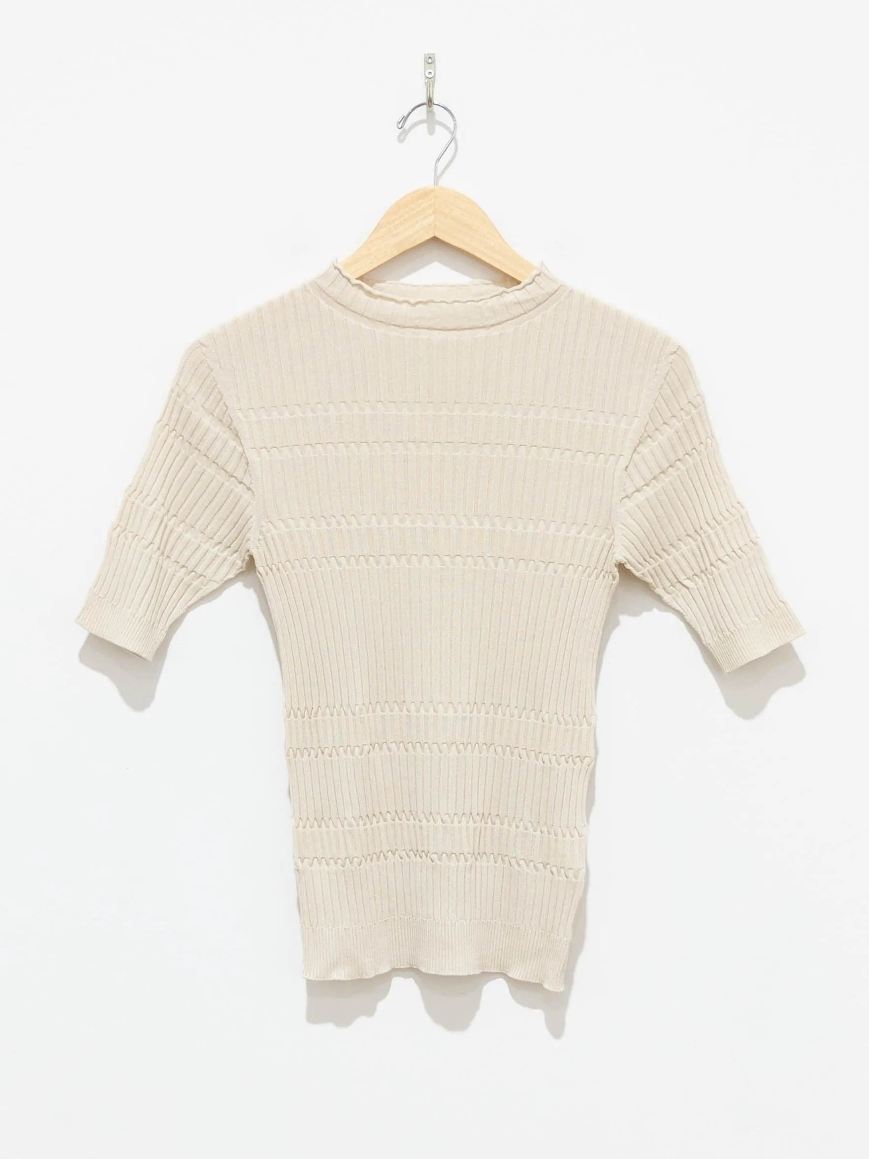 High Twist Cotton Ribbed Knit - Off White