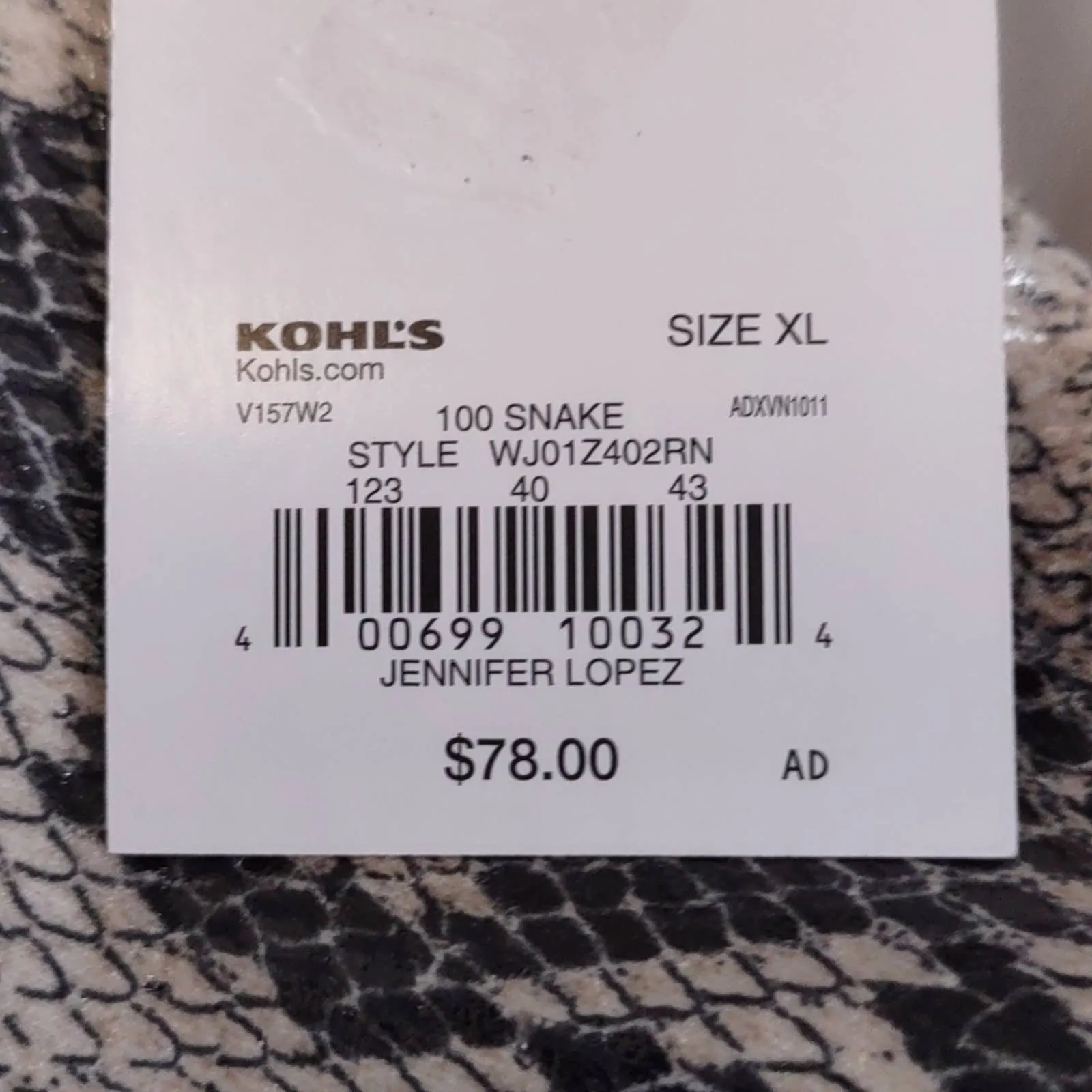 Jennifer Lopez Soft Faux Leather Crop Moto Jacket in Snake Print XL