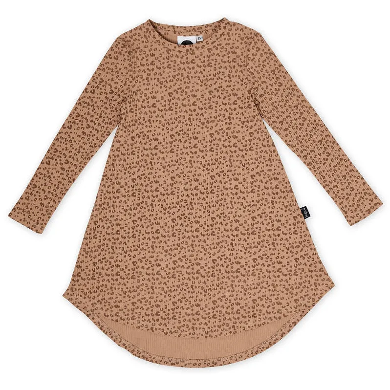 Kapow Leo Rib Twirling Drop Back Dress - Milk Chocolate Brown