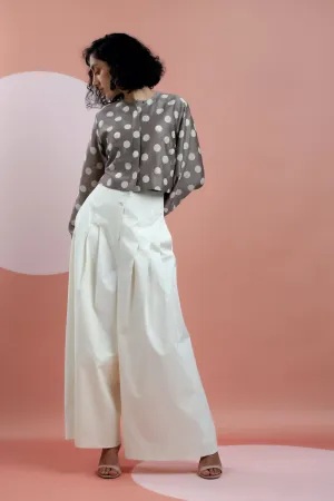 Kashish Embroidered Bagru Print Polka Dot Crop Top