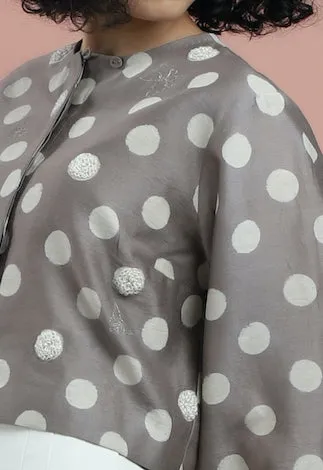 Kashish Embroidered Bagru Print Polka Dot Crop Top