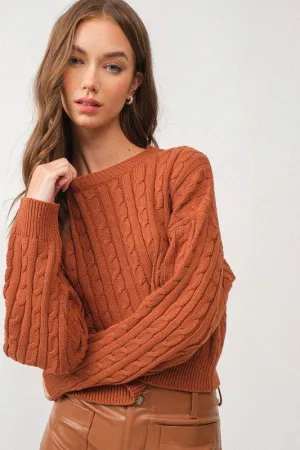 Kendall Cable Knit Crop Sweater Top