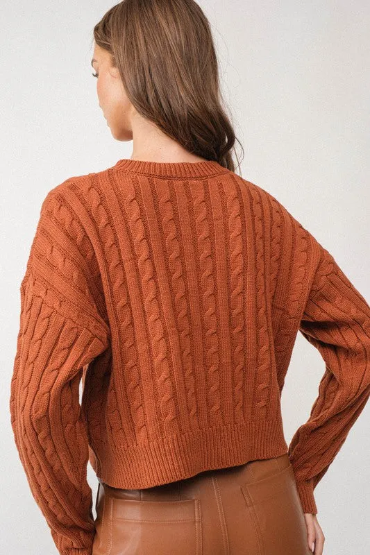 Kendall Cable Knit Crop Sweater Top