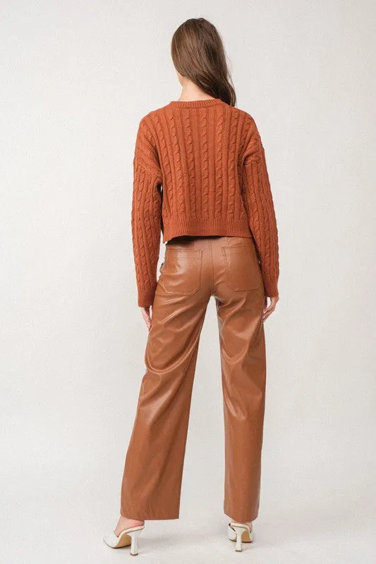 Kendall Cable Knit Crop Sweater Top