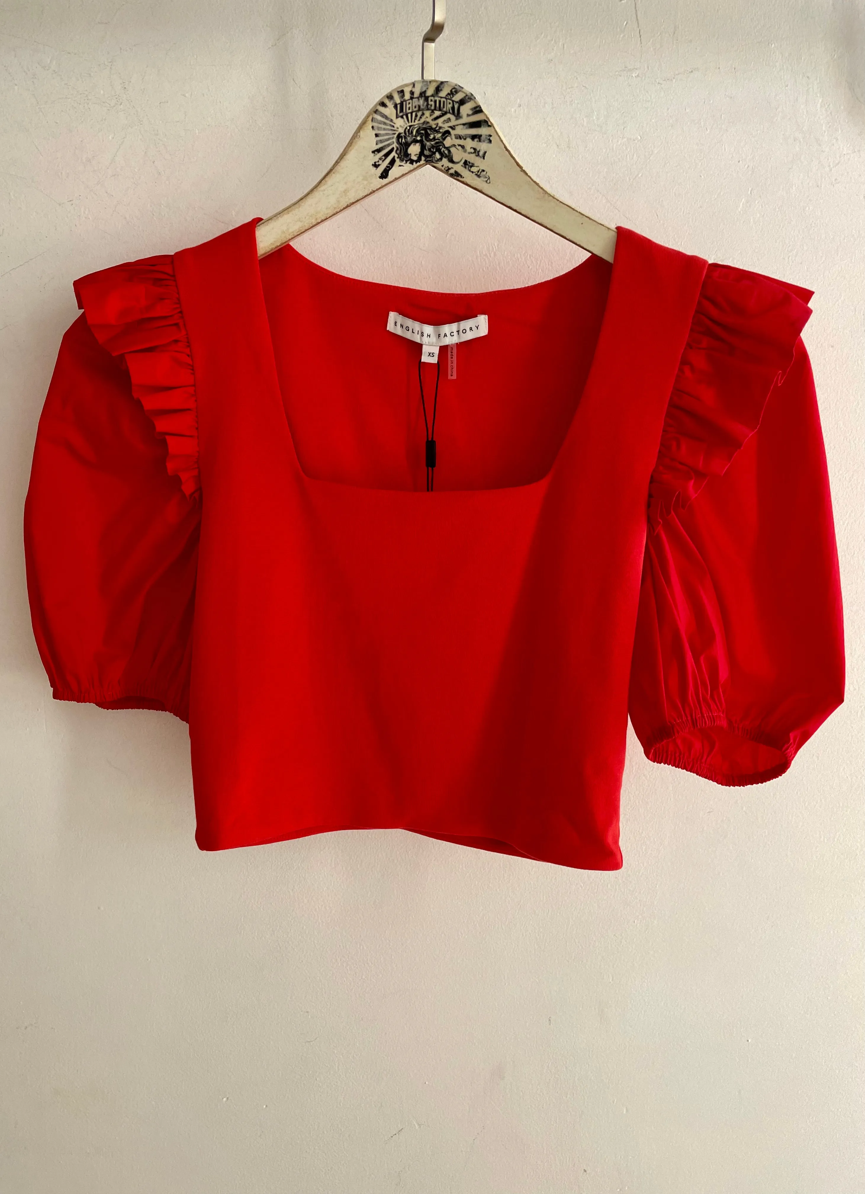 Kickoff Mixed Media Puff Sleeve Top