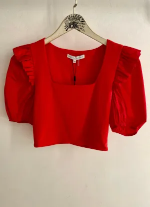 Kickoff Mixed Media Puff Sleeve Top