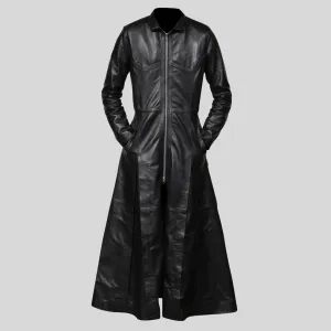 Ladies Trinity Matrix Black New Rock Gothic Leather Coat