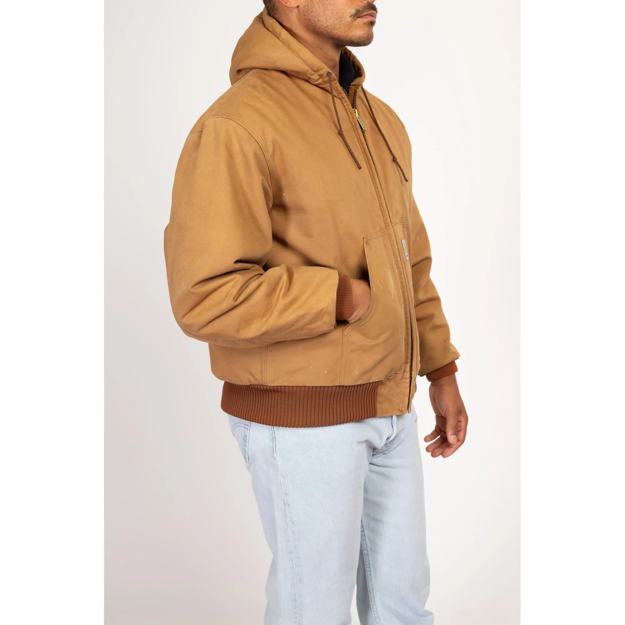 Large 90s Carhartt Tan Hooded Active Jacket