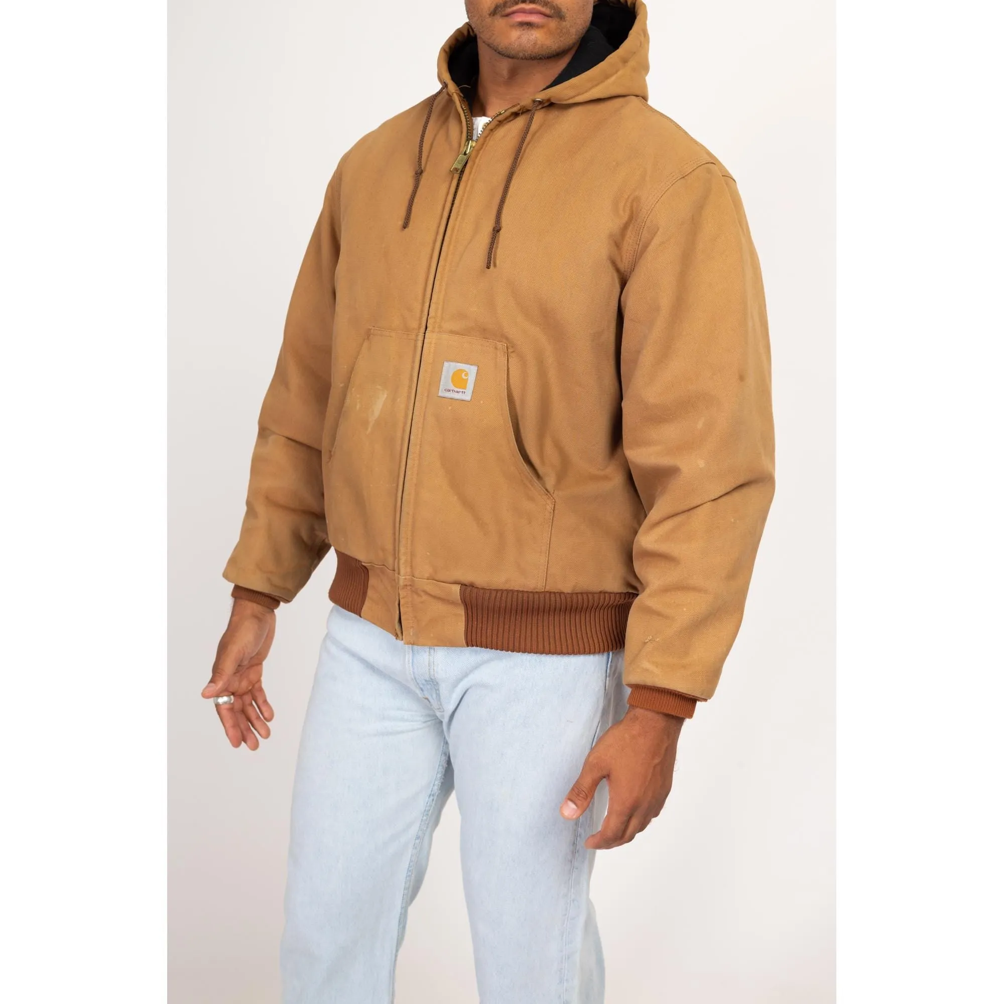 Large 90s Carhartt Tan Hooded Active Jacket