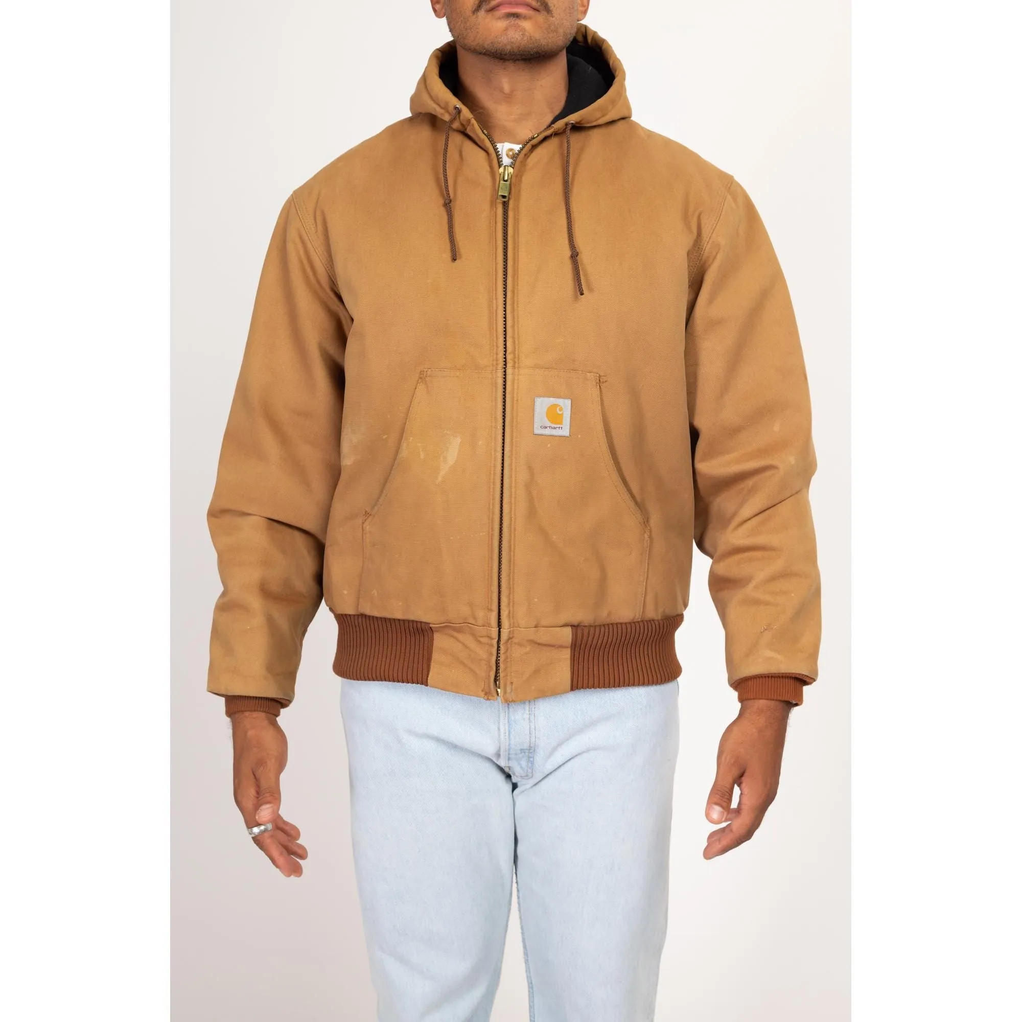 Large 90s Carhartt Tan Hooded Active Jacket