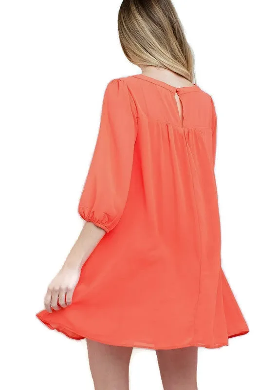 Lattice Baby Doll Dress, Coral
