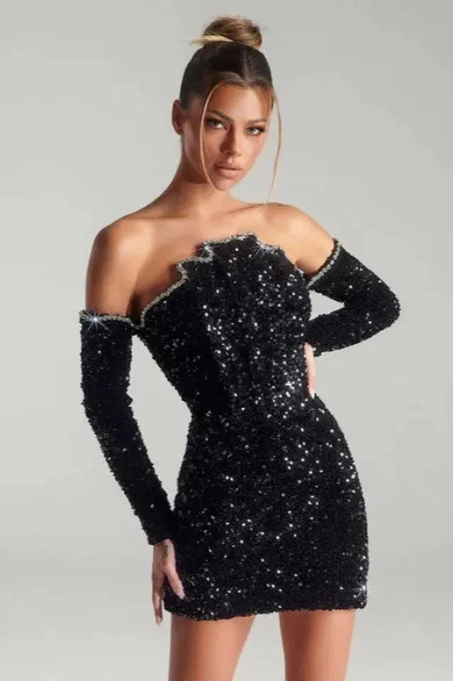 Lavinia – Off-the-shoulder sheath - Embellished dress