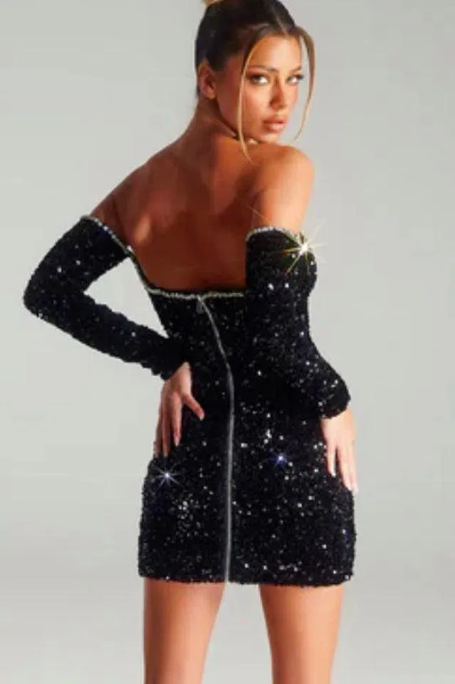 Lavinia – Off-the-shoulder sheath - Embellished dress