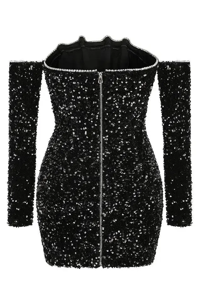 Lavinia – Off-the-shoulder sheath - Embellished dress