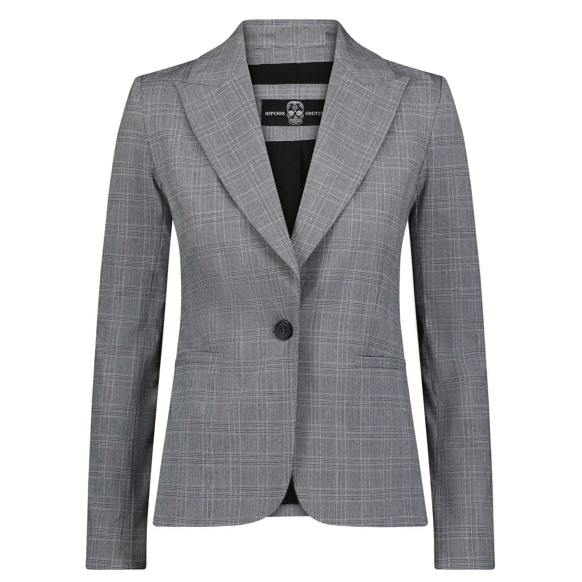 Life Is Script Blazer - Black Plaid