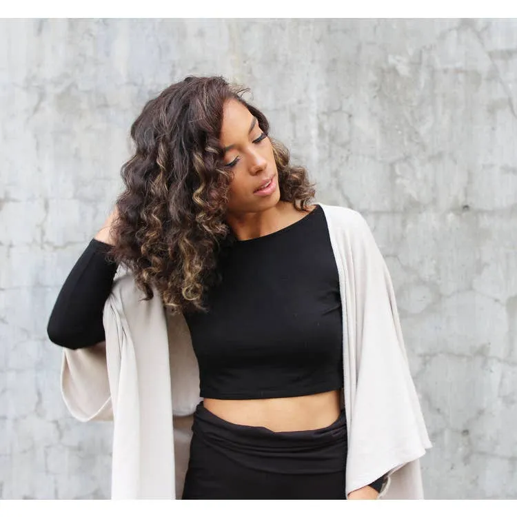 Long Sleeve French Terry Knit Crop Top