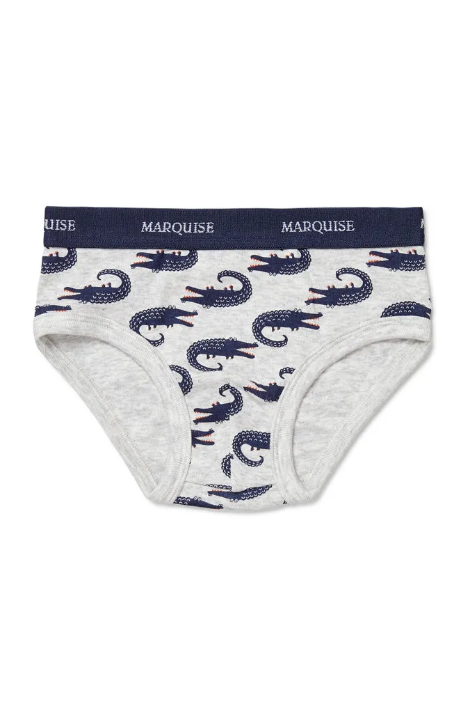 Marquise Boys Crocodile 2 Pack Underwear - Blue/Grey