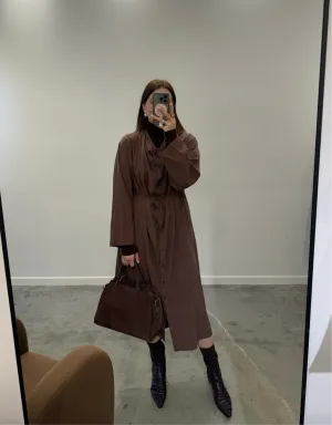 Mauve Side Tie Cowl Neck Midi Dress