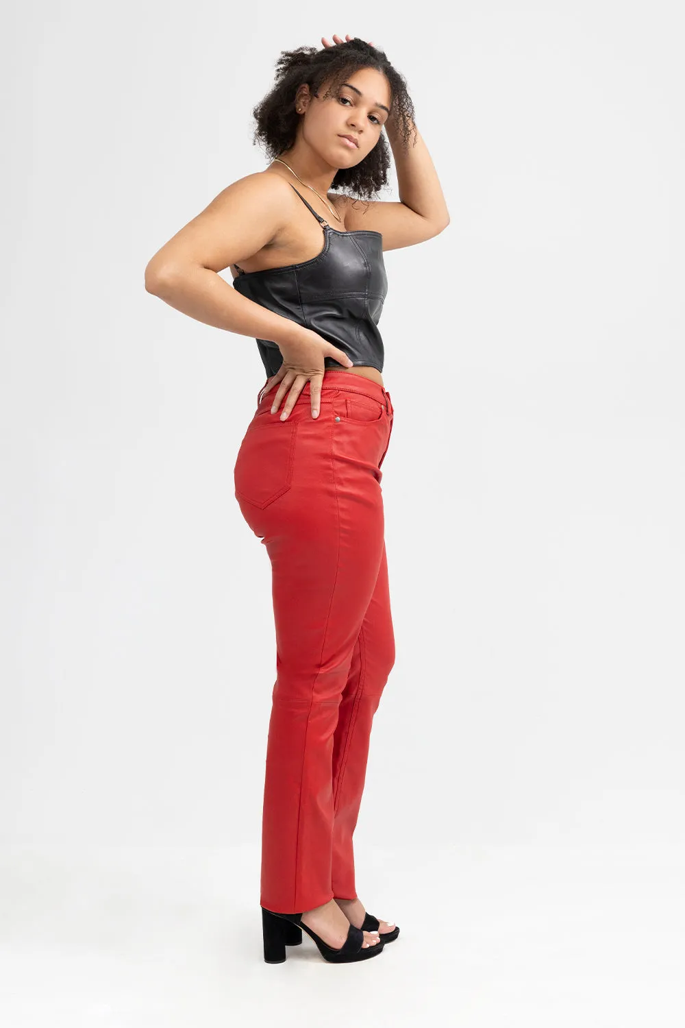 Mely Fashion Leather Crop Top