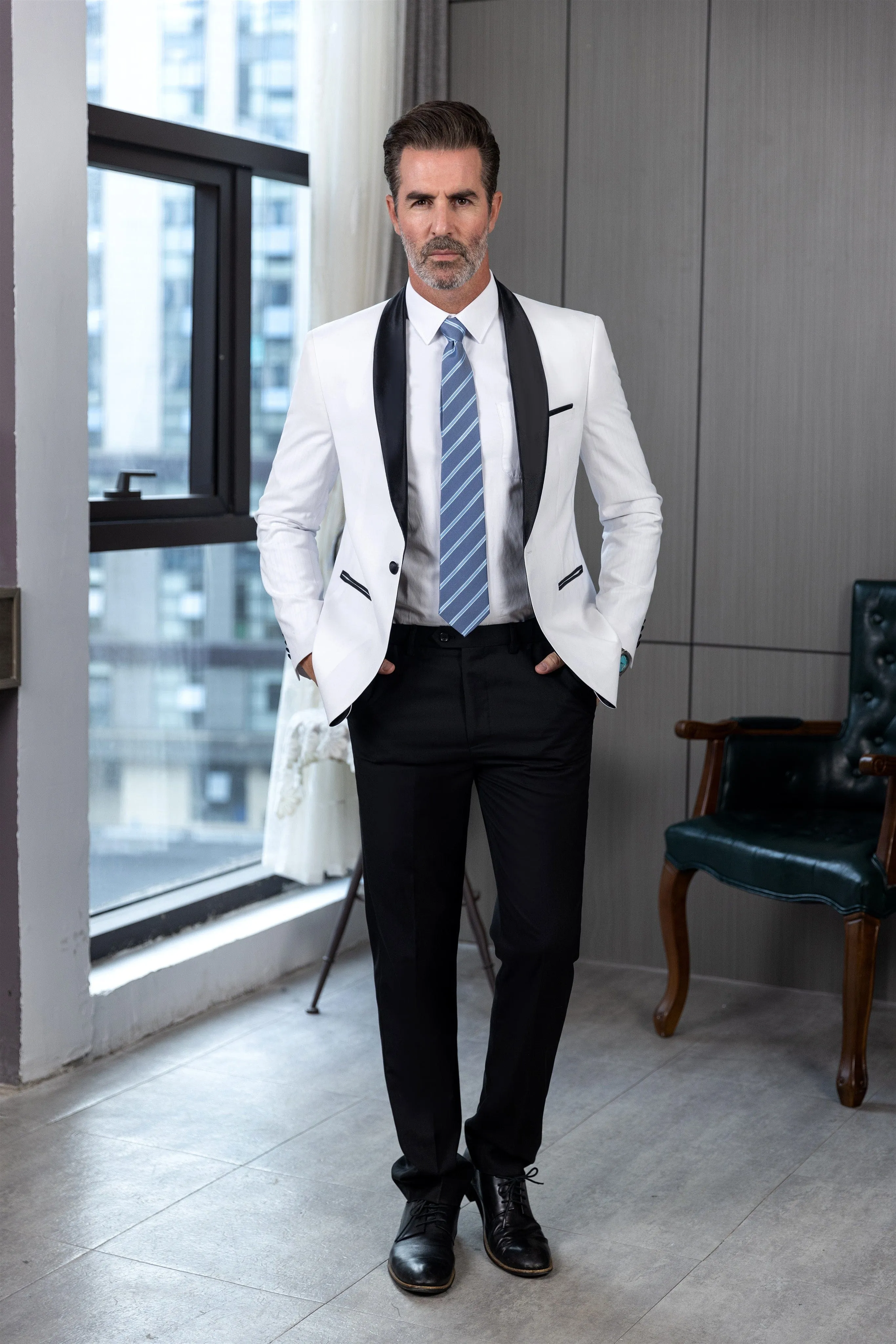 Men's Suit Jacket Slim Fit One Button Shawl Lapel Tuxedo Wedding Groomsmen Blazer