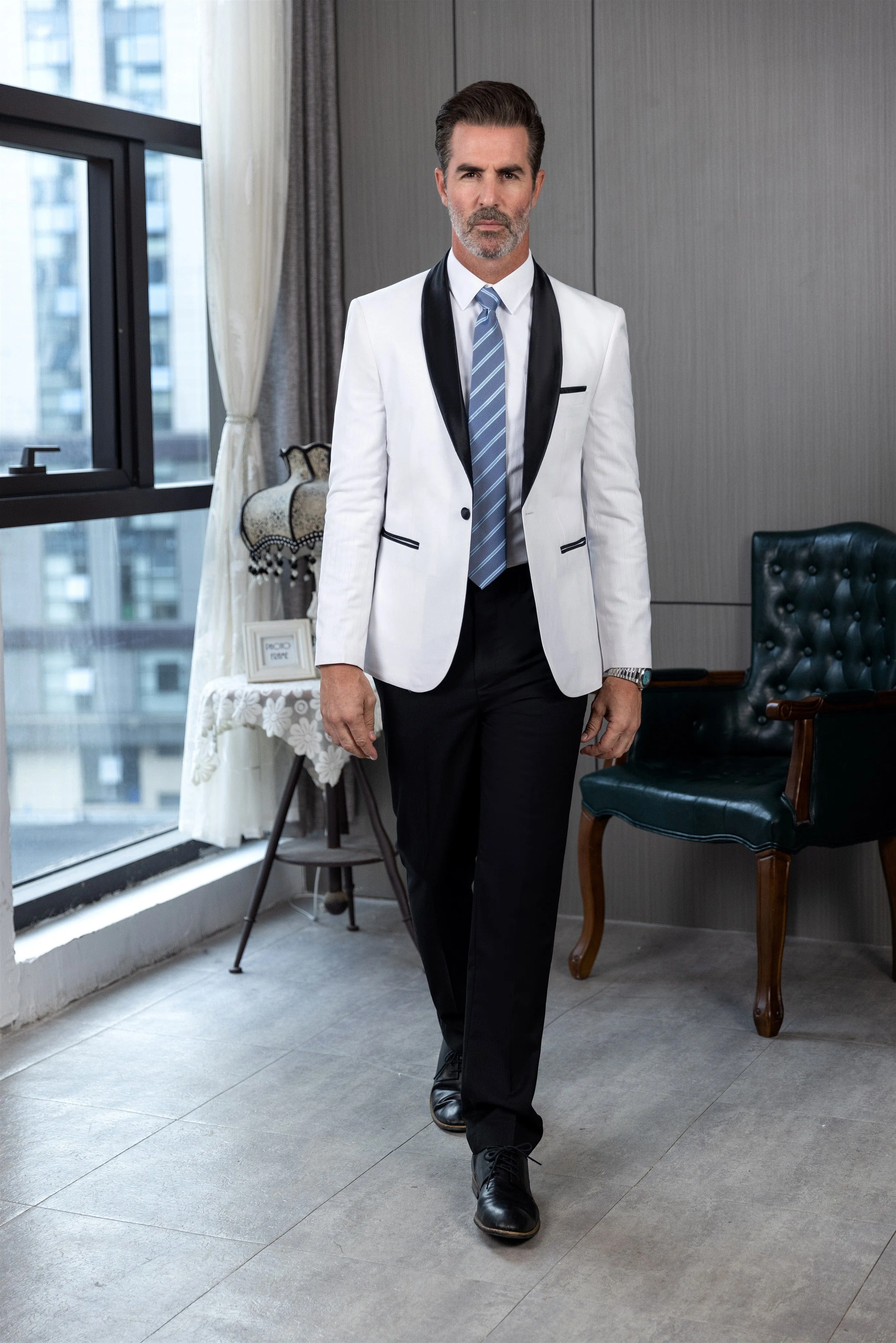 Men's Suit Jacket Slim Fit One Button Shawl Lapel Tuxedo Wedding Groomsmen Blazer
