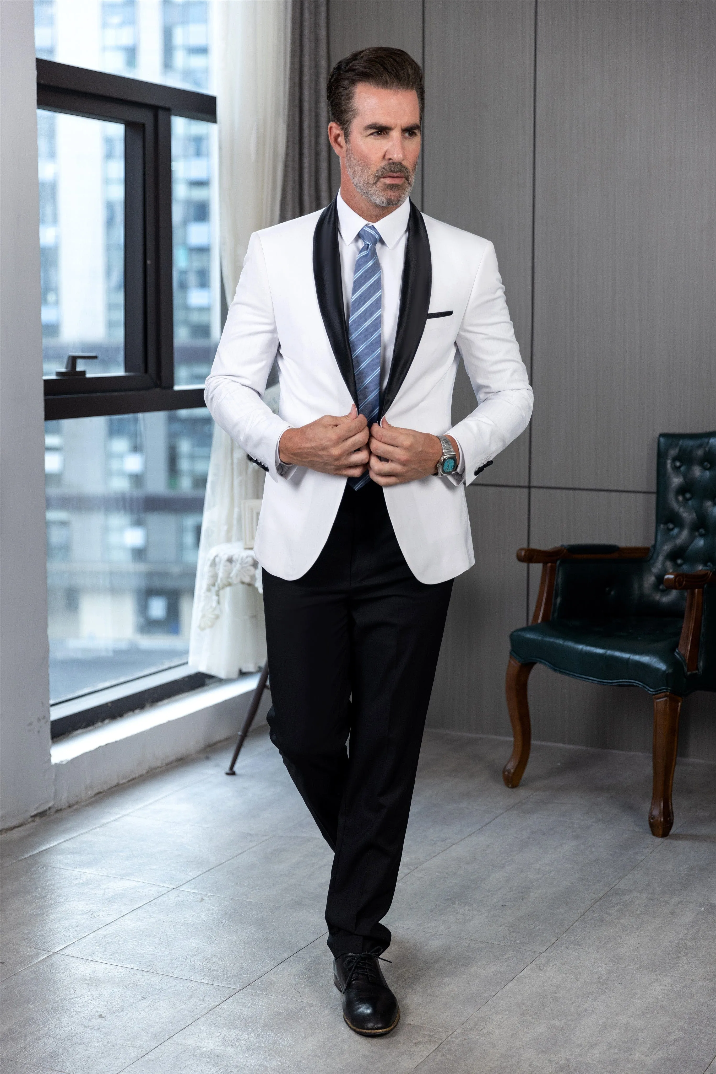 Men's Suit Jacket Slim Fit One Button Shawl Lapel Tuxedo Wedding Groomsmen Blazer
