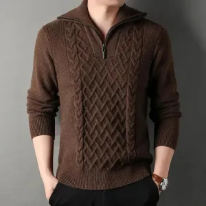 Men's Winter Fashion Half Zip Slim fit Knitted Woolen Pullover Sweater