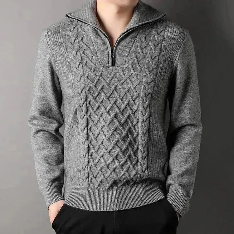 Men's Winter Fashion Half Zip Slim fit Knitted Woolen Pullover Sweater