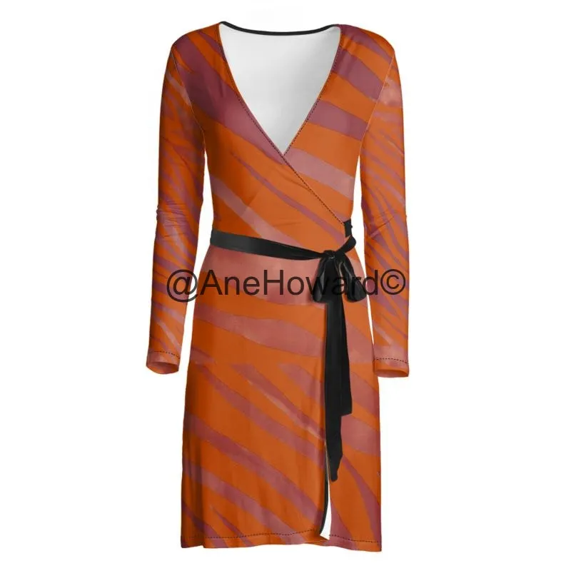 Midi Wrap Dress Red Zebra