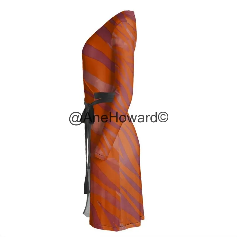 Midi Wrap Dress Red Zebra