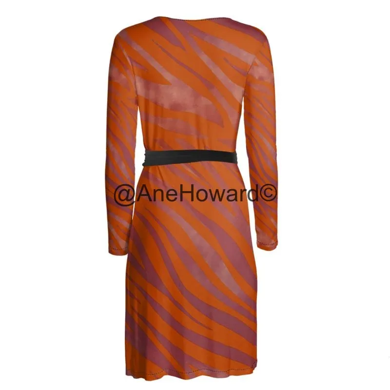 Midi Wrap Dress Red Zebra