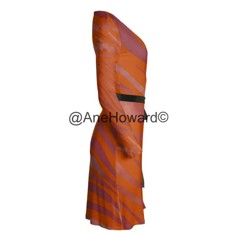 Midi Wrap Dress Red Zebra