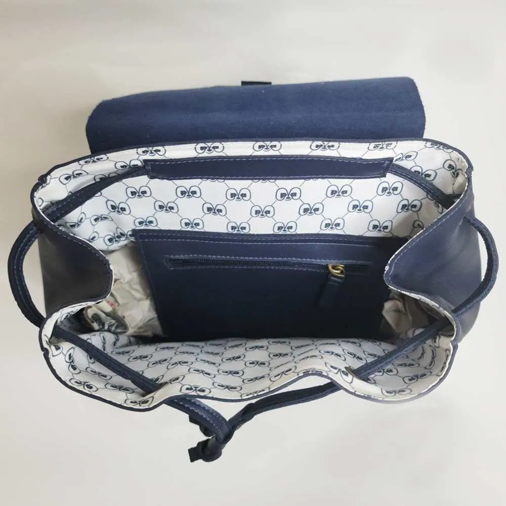 Navy Backpack with 4 Section | Smart Travel Essential | Durable Cactus Leather