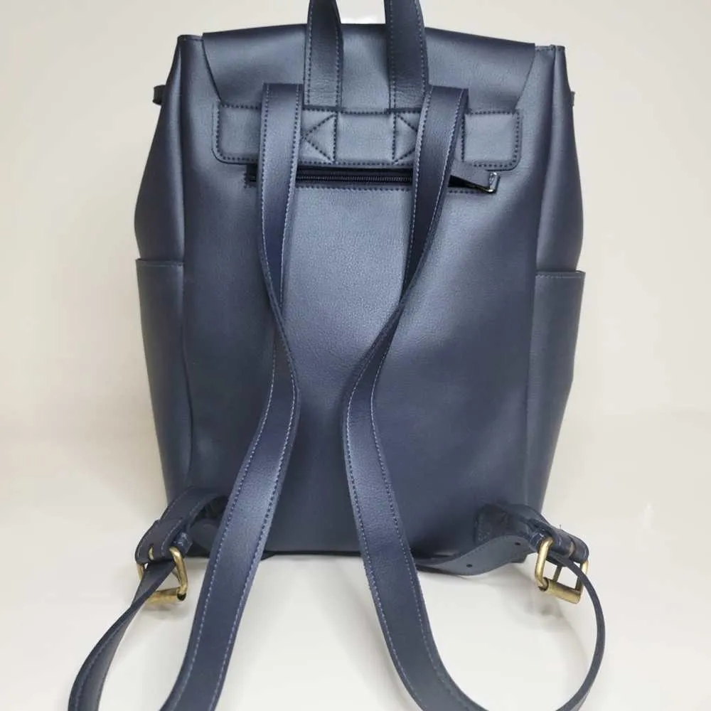 Navy Backpack with 4 Section | Smart Travel Essential | Durable Cactus Leather