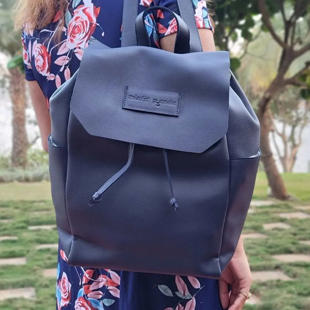 Navy Backpack with 4 Section | Smart Travel Essential | Durable Cactus Leather