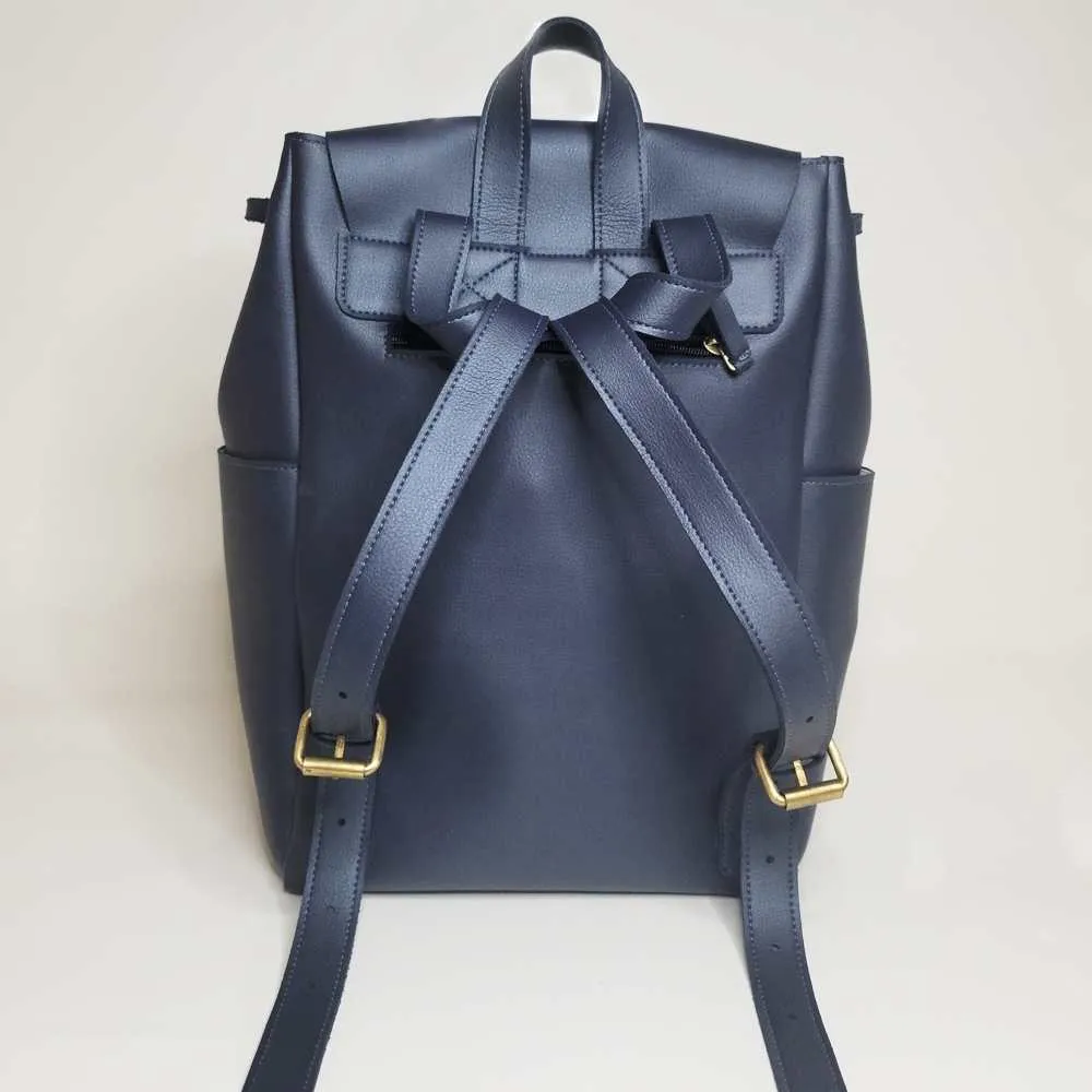 Navy Backpack with 4 Section | Smart Travel Essential | Durable Cactus Leather