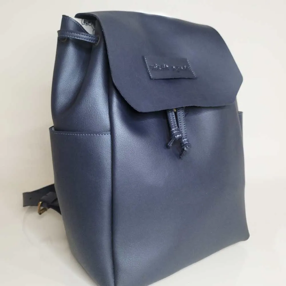 Navy Backpack with 4 Section | Smart Travel Essential | Durable Cactus Leather
