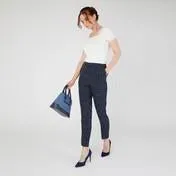 Navy Osterley Spot Crepe Slim Leg Pull-On Trousers