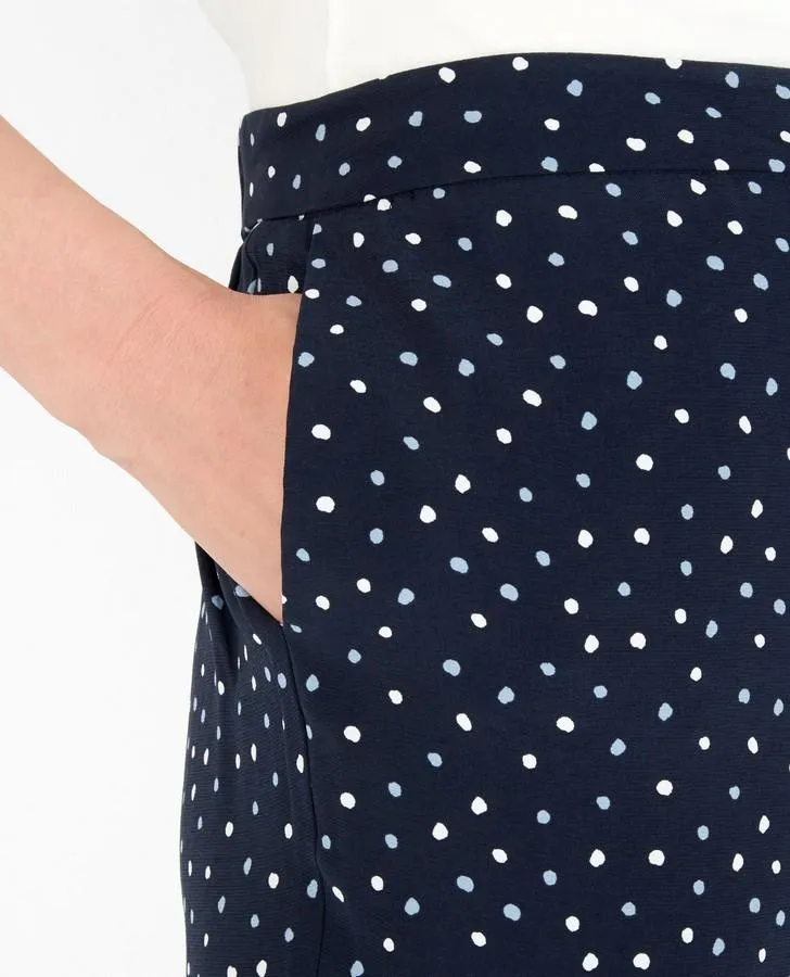 Navy Osterley Spot Crepe Slim Leg Pull-On Trousers