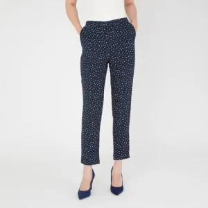 Navy Osterley Spot Crepe Slim Leg Pull-On Trousers