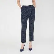 Navy Osterley Spot Crepe Slim Leg Pull-On Trousers