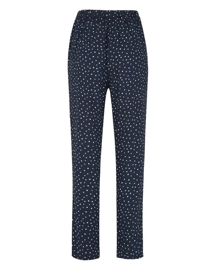 Navy Osterley Spot Crepe Slim Leg Pull-On Trousers