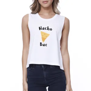 Nocho Bae Women's White Crop Tee Cute Graphic Shirt For Food Lovers