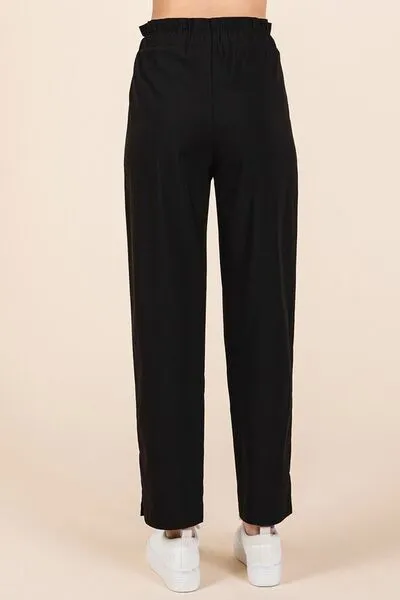 Paperbag Waist Tapered Straight Pants