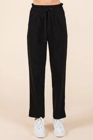 Paperbag Waist Tapered Straight Pants