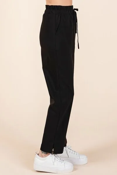 Paperbag Waist Tapered Straight Pants