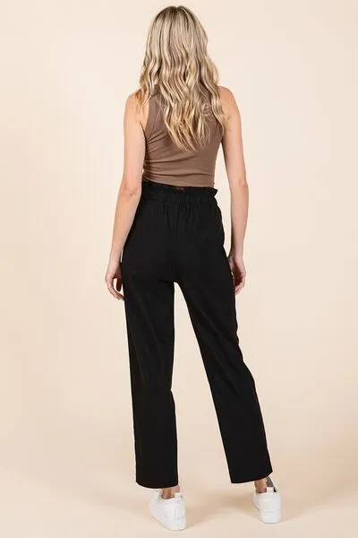 Paperbag Waist Tapered Straight Pants