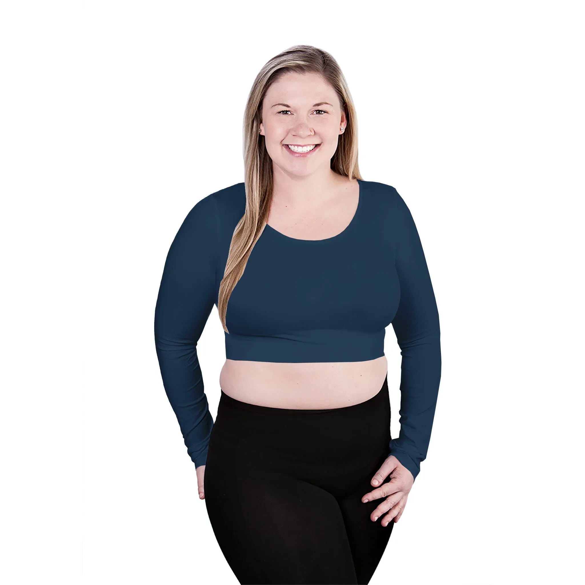 Plus Long Sleeve Crop Top