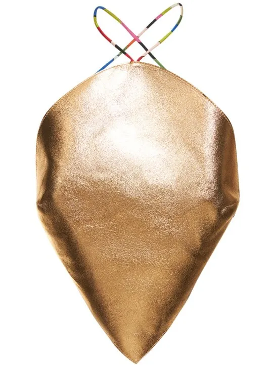 Pucci   Leather gold drop crop top 