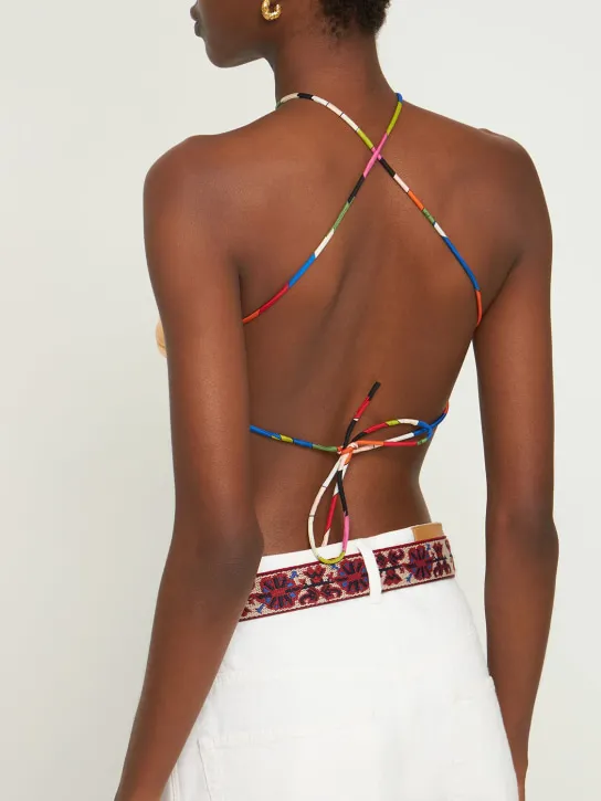 Pucci   Leather gold drop crop top 